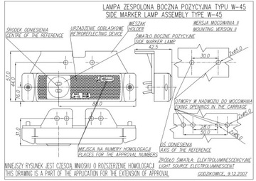 БОКОВОЙ ГАБАРИТНЫЙ ФОНАРЬ WAŚ W45/220Z