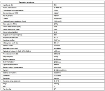 Сабвуфер MONACOR SPH-220HQ 100 Вт, 8 Ом