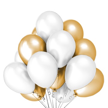 Balony lateks metalik białe i złote - 12 szt