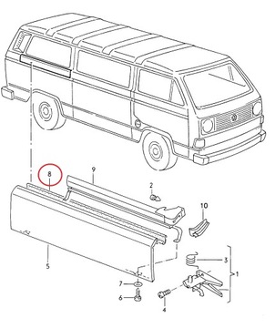 Уплотнение крышки сдвижной двери VW Bus T2/T3