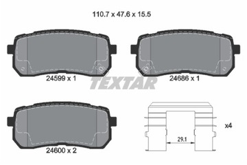 ЗАДНИЕ КОЛОДКИ TEXTAR HYUNDAI H-1 ix55 KIA CARNIVAL