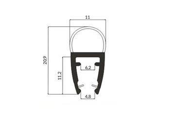 Уплотнитель для душевых кабин UK07 6-8мм 200см
