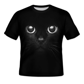 KOSZULKA FULLPRINT T-shirt BLACK CAT S TRWAŁA PL