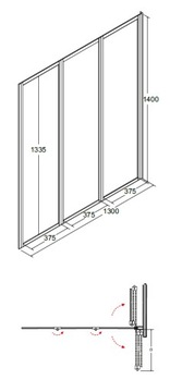 Parawan nawannowy BESCO 130x140 3 skrzydłowy szkło