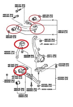 КОМПЛЕКТ ВТУЛОК ПЕРЕДНЕГО РЫЧАГА LEXUS IS200 99-05