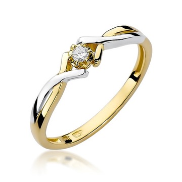 Pierścionek zaręczynowy Brylant Diament 0,04 ct złoto pr. 585