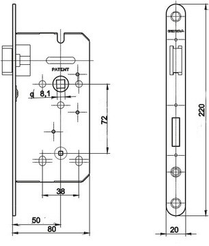 Замок для унитаза Gerda ZW100 72/50 Серебро оцинкованное