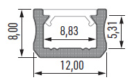 PROFIL ALUMINIOWY X ANODOWANY 2M DO TAŚM LED