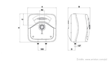 ARISTON bojler ANDRIS R 10 pod i nad umywalkowy podgrzewacz mały