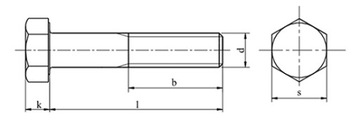 Винты M36x160 с шестигранной головкой 10,9 черные DIN 931 1 шт.