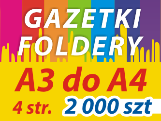 ULOTKI GAZETKI A3 do A4 2000 szt / 4str KOLOR 130g