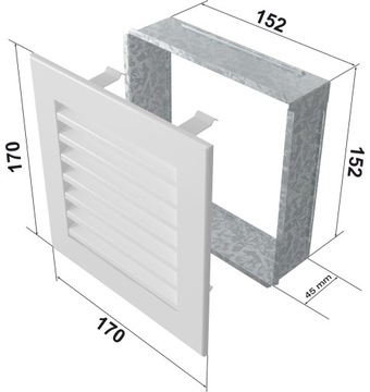 Каминная решетка FRESH белая 17х17 для вентиляции