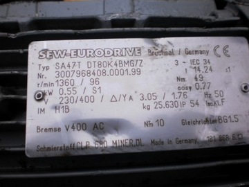 motoreduktor 90 obr silnik elektryczny 0,6 kw hamu