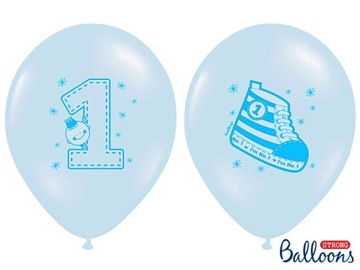 Balon balony pierwsze 1 urodziny No 1 błękitny