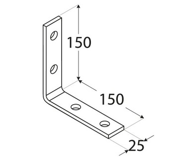 KW7 УЗКОУГЛОВОЙ МОНТАЖНЫЙ РАЗЪЕМ 150x150x25x5