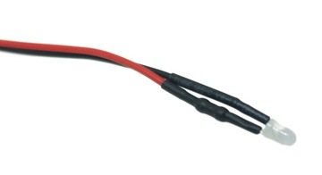 Dioda LED 3mm 12V DC Biała mat z przewodem 20cm
