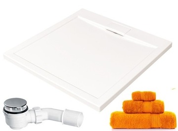BESCO AXIM BRODZIK KWADRATOWY SLIM 80x80 + SYFON