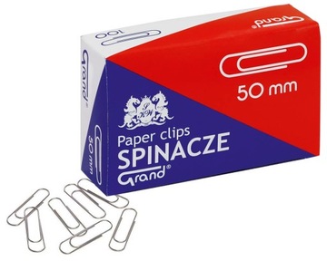 STALOWE SPINACZE do PAPIERU srebrne 50 mm 100 SZTUK Grand WYGODNE W UŻYCIU