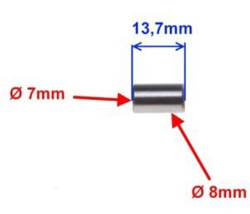 Tuleja Tulejka Ustalająca Cylindra Szpilka SKUTER 4T ROMET 14x8x7,2 Komplet