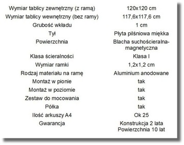 Белая магнитная доска для сухого стирания 120х120см.