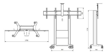 Edbak EVCT255 2TV ЖК-подставка со светодиодной подсветкой 50–55 футов, 80 кг, 172 см