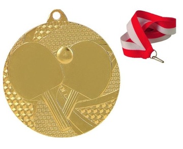 MEDAL ZŁOTY TENIS STOŁOWY 50MM + WSTĄŻKA SREBRO BR