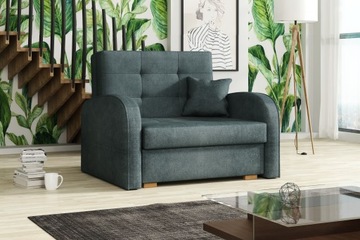 szara sofa VIVA I GOLD fotel rozkładany pojemnik zaokrąglony bok Paros