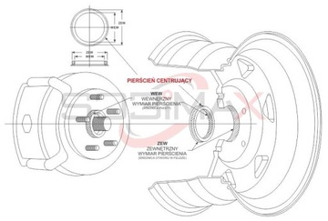 Pierścienie centrujące AUDI SEAT VW 70.6 57.1