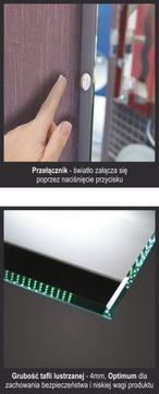 'LEDFRAME' 120*80 LUSTRO PODŚWIETLANE ŁAZIENKOWE