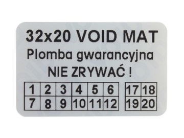 ГАРАНТИЙНЫЕ НАКЛЕЙКИ 32x20 VOID MAT 250 ШТ.