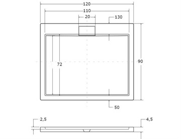 AXIM UltraSlim душевой поддон 120 x 90, белый + сифон