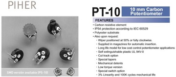 500R Потенциометр PIHER PT10-LV 10мм лежа [1 шт]