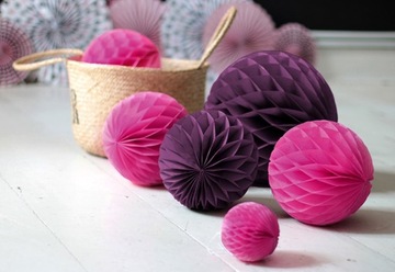 Kula Bibułowa Pompon Różowy 20 cm Ślub Wesele