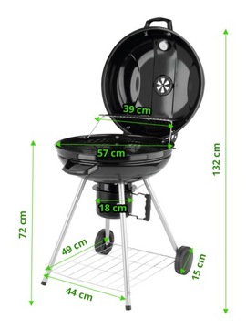 САДОВЫЙ ГРИЛЬ С КРЫШКОЙ И ЗЕПЕЛЬНИЦЕЙ 57СМ