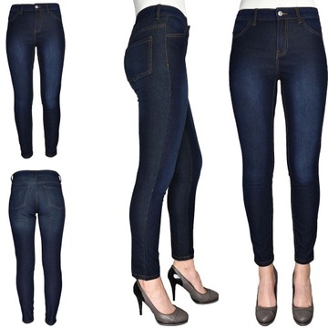 Mango Damskie Granatowe Spodnie Jeansy Rurki Jeans Super Skinny XS 34