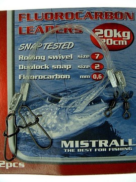 PRZYPON FLUOROCARBONOWY MISTRALL 30cm / 20kg /2szt