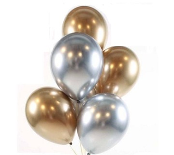 BALONY ZŁOTE SREBRNE CHROM 35 CM BŁYSZCZĄCE 6 SZT