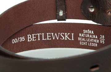 Betlewski Long мужской ремень кожаный ремень XXL Brown Vintage длинный 135