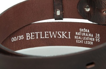 Betlewski Pánsky opasok z prírodnej kože hnedý v darčekovej krabičke