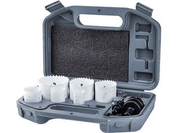 НАБОР БИМЕТАЛЛИЧЕСКИХ КОРОНОК 22-64мм И ПЕРЕХОДНИКОВ 3/8 7/16 ШЕСТИГРАННАЯ КОРОНА 8 шт.