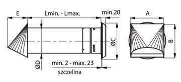 Nawietrzak okrągły z anemostatem, filtr NOS080A-CC