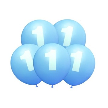 BALONY ROCZEK 1 SZE URODZINY NIEBIESKIE 5 SZT