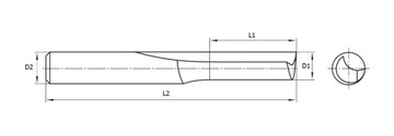 Фреза VHM 1p, прямая, 4 x 25 мм, для STYRODUR МДФ ДЕРЕВО