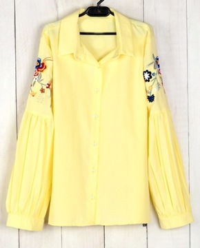 РУБАШКА НА ПУГОВИЦАХ С ВЫШИВКОЙ ЦВЕТОВ ВОРОТНИК S/M 444