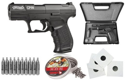 PISTOLET WALTHER P99 + NABOJE ŚRUT TARCZE WALIZKA