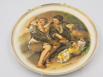 piękny talerz Debonair Pottery England,dzieci,pies