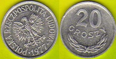 POLSKA 20 groszy 1977 r.