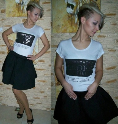 Bluzka t-shirt print MIEJSKI STYL napis nadruk L