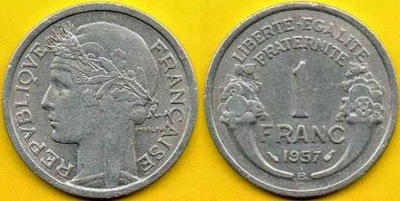 Francja 1 Franc 1957 r. B