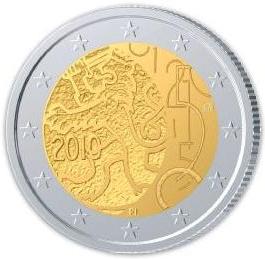 2 euro Finlandia 150 lat fińskiej waluty 2010
